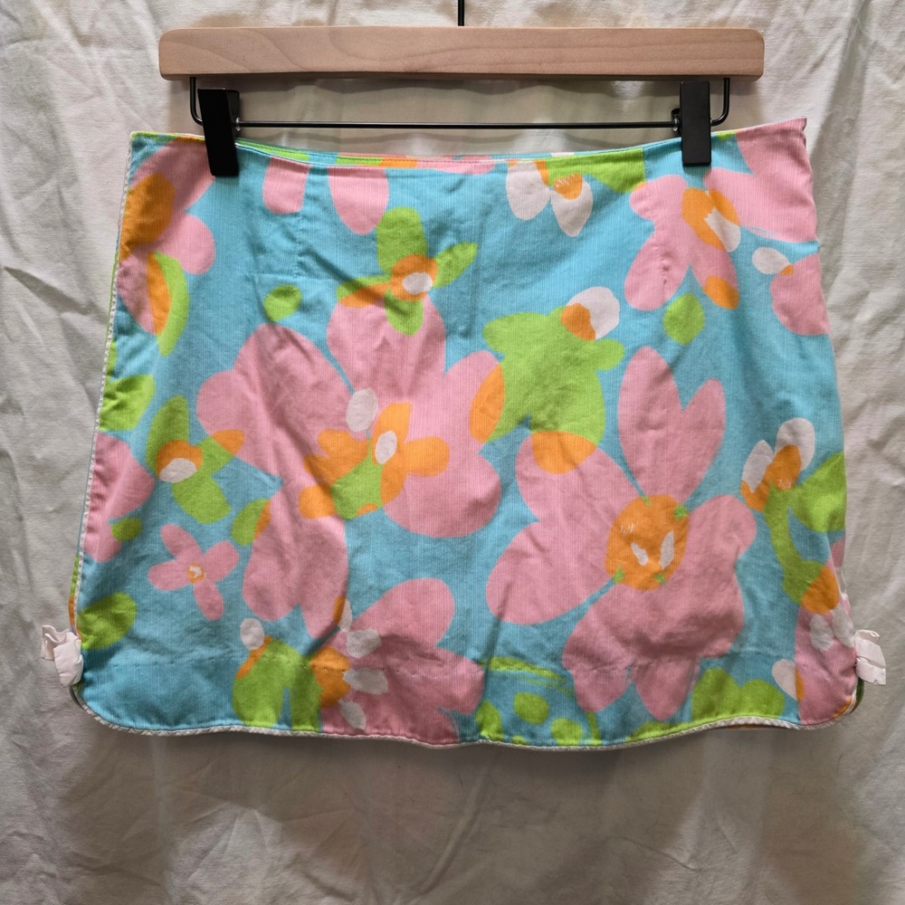 Lilly Pulitzer Cosette Floral Skort Turquoise Pink Green Bows Size 8